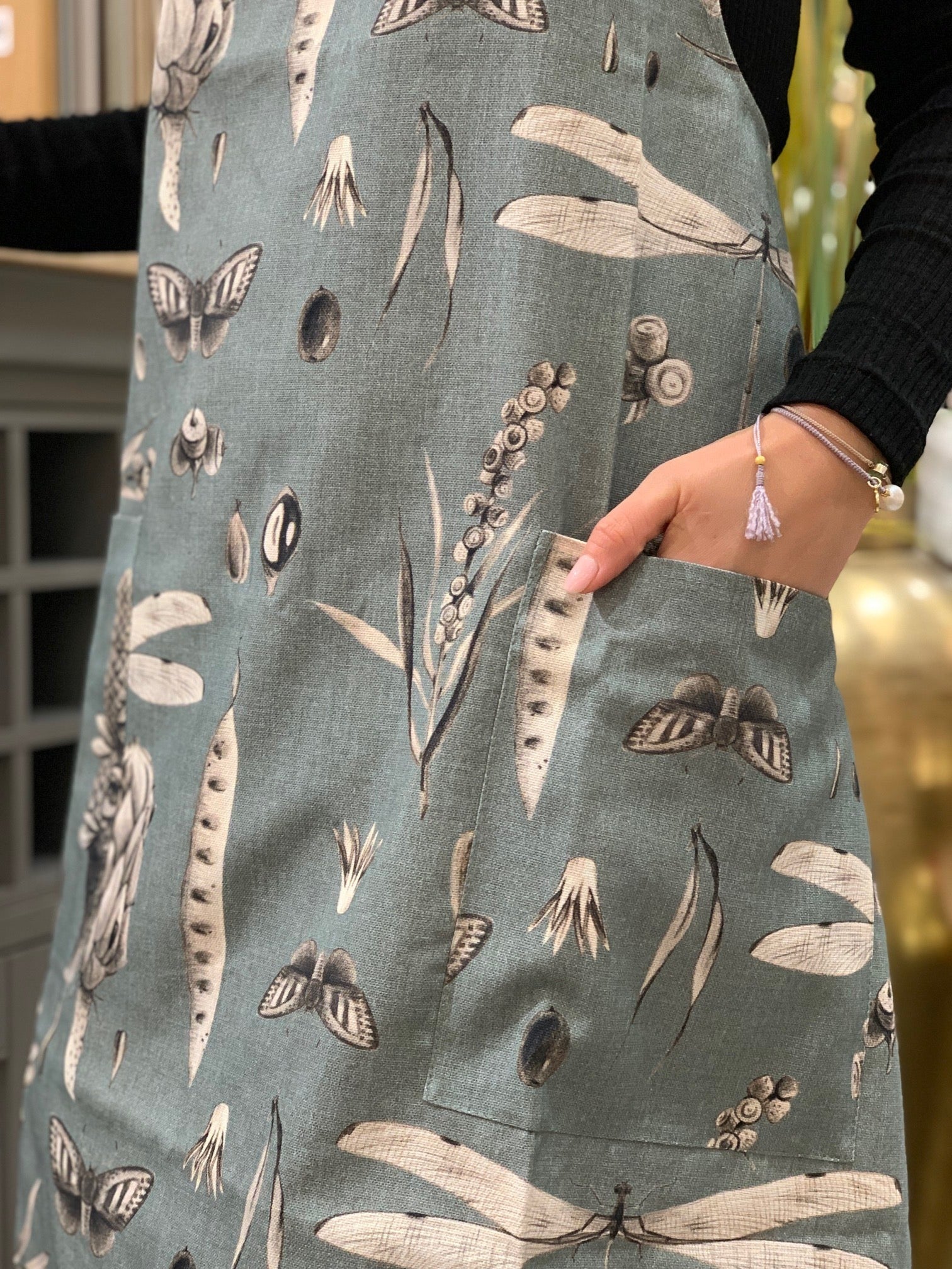 Ladies' Apron With Crossed Straps - Seeds Aqua